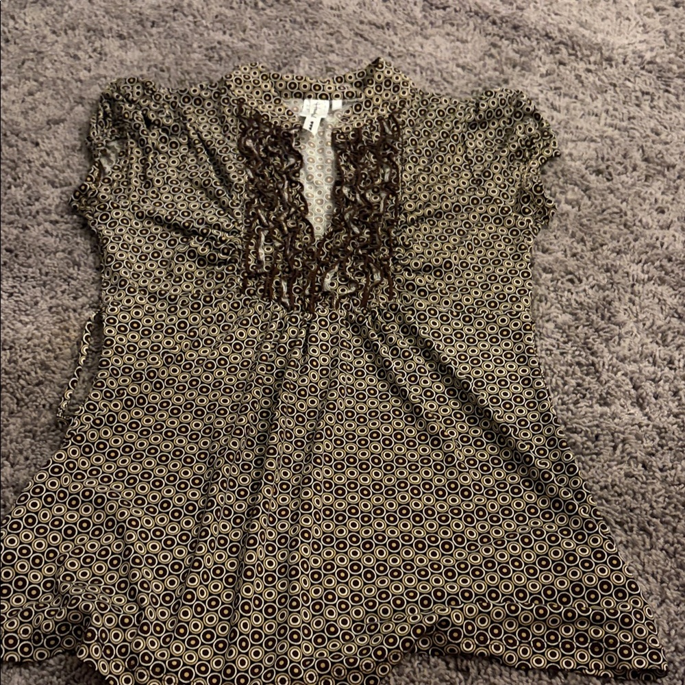 Heart Soul Women's Blouse with Black and Cream‎ Circles